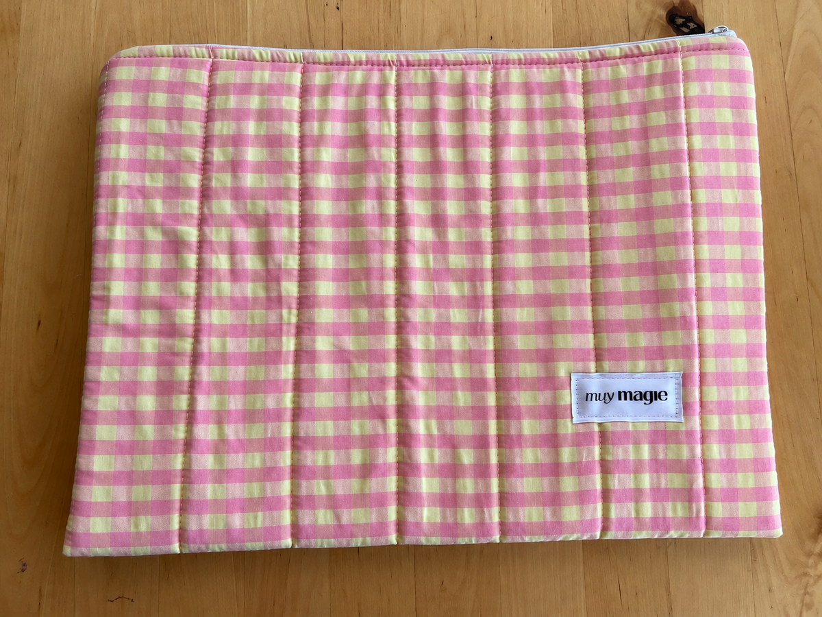 Funda portátil vichy amarillo