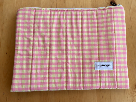 Funda portátil vichy amarillo