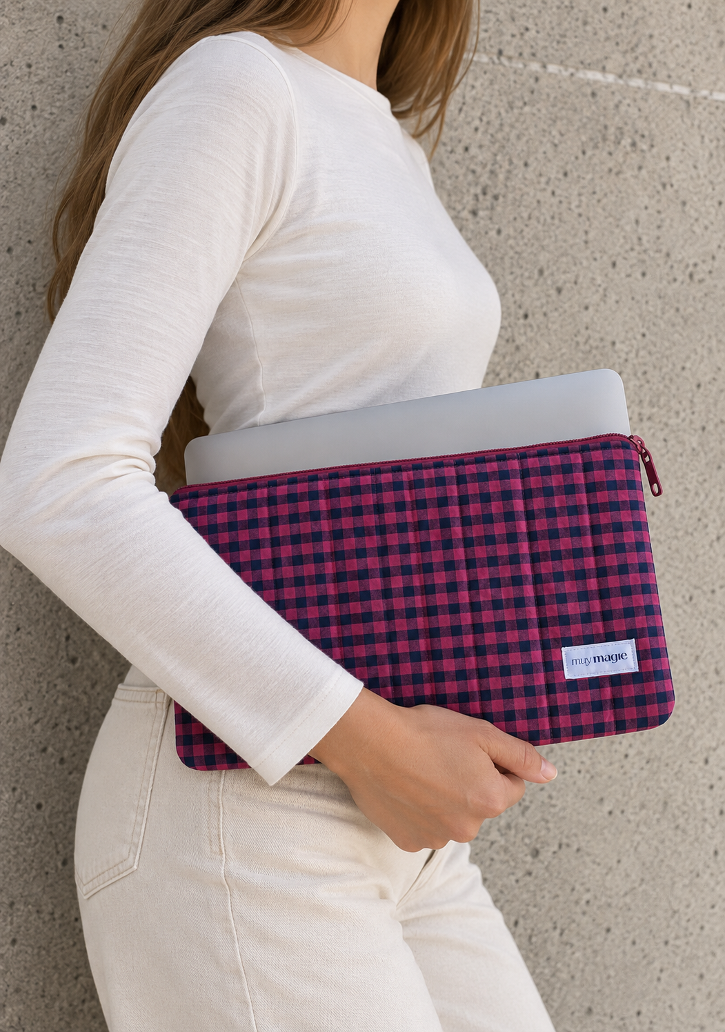 Funda portátil vichy cereza